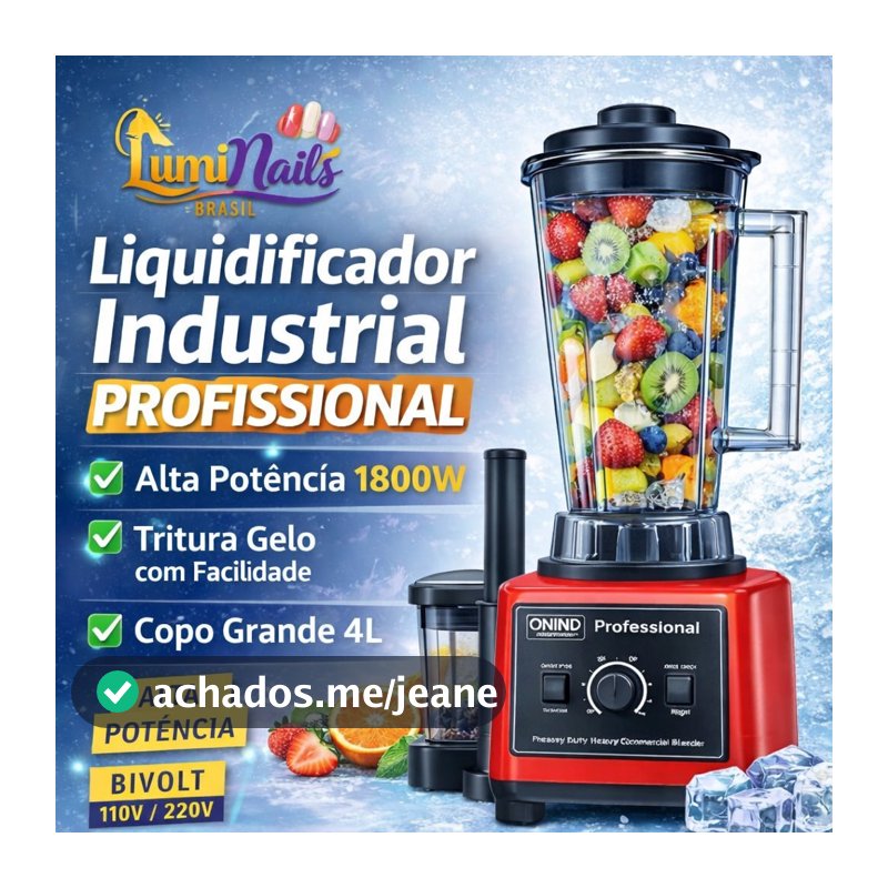 Liquidificador Industrial 1500W/1800W 2L 3L 4L Profissional Alta Potência Copo Inox Triturador de Alimentos