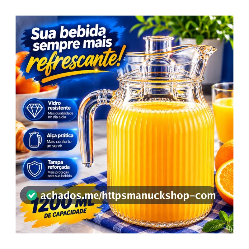 Jarra De Vidro Com Alça Cozinha 1200 ML