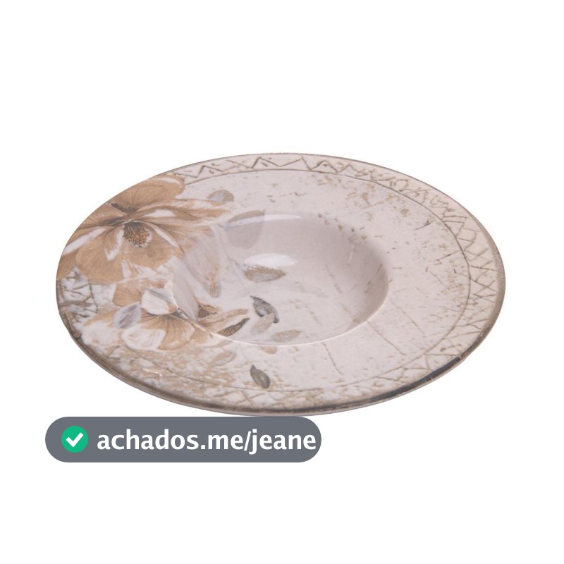 Prato para Risoto Magnólia 28cm Bege Cerâmica Wolff