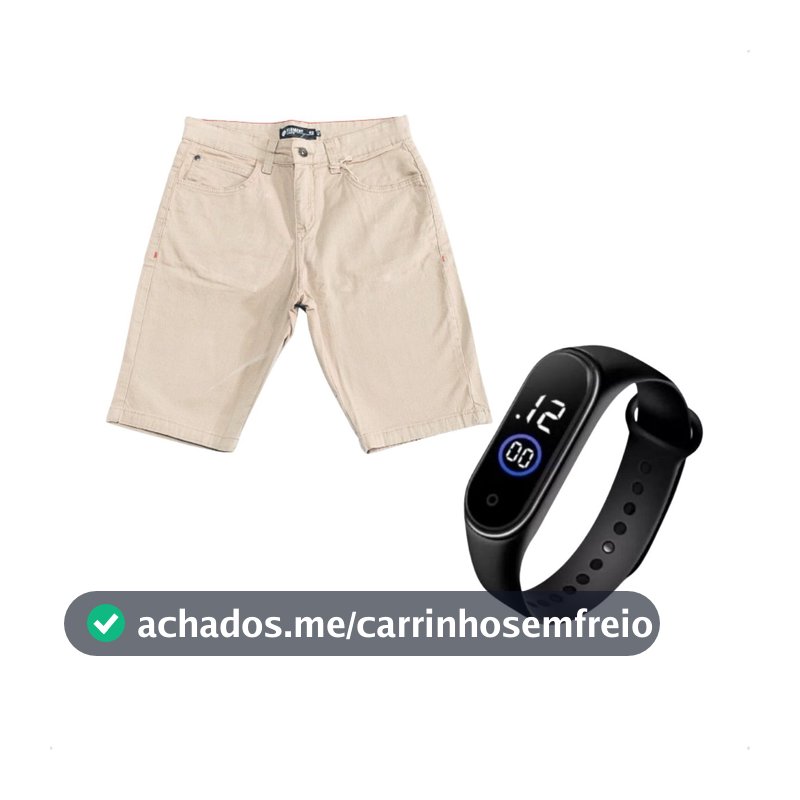 Kit 1 Bermuda Masculina Sarja Mais Relogio SmartWatch Digital De Alta Qualidade Linha Premium