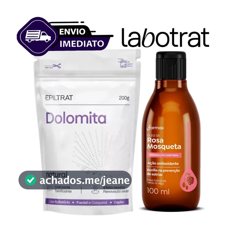 Kit Clareador Dolomita + Óleo Rosa Mosqueta Clareamento Máscara 200g + 100ml Labotrat Envio Imediato