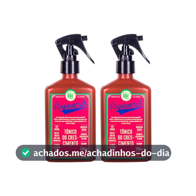 Kit Lola Cosmetics Rapunzel - Tônico Capilar de Crescimento 250 ml - 2 Unidades