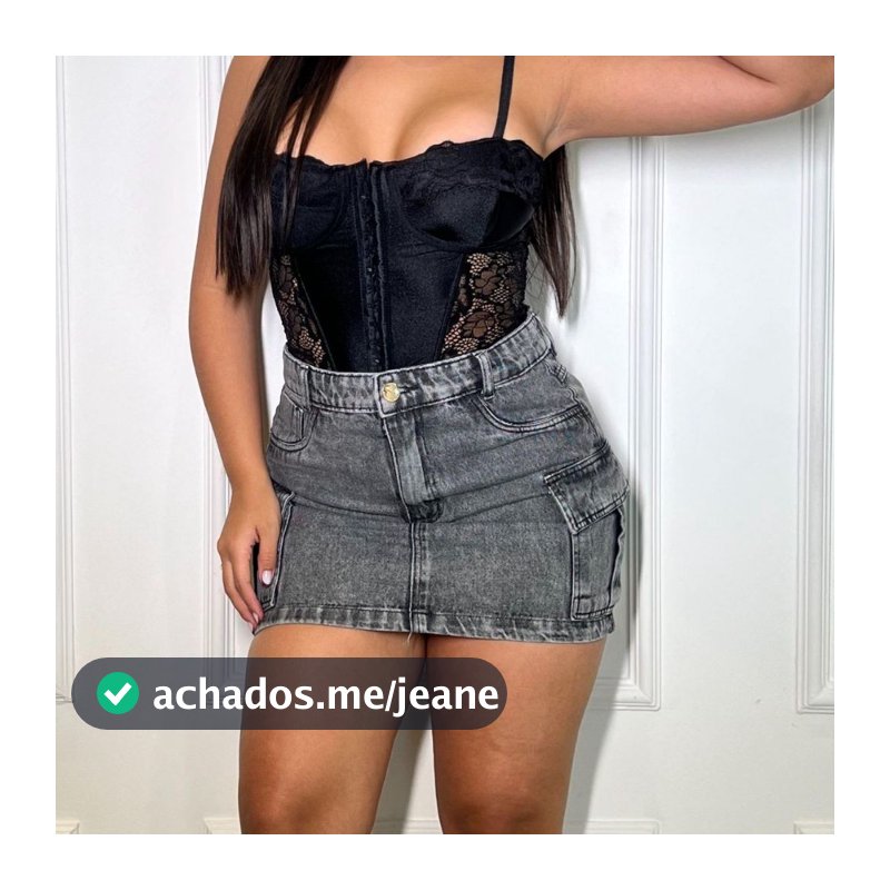 Saia Cargo Jeans Curta Feminina Cintura Alta Levanta Bumbum com Lycra Bolsos Laterais ENVIO 24H