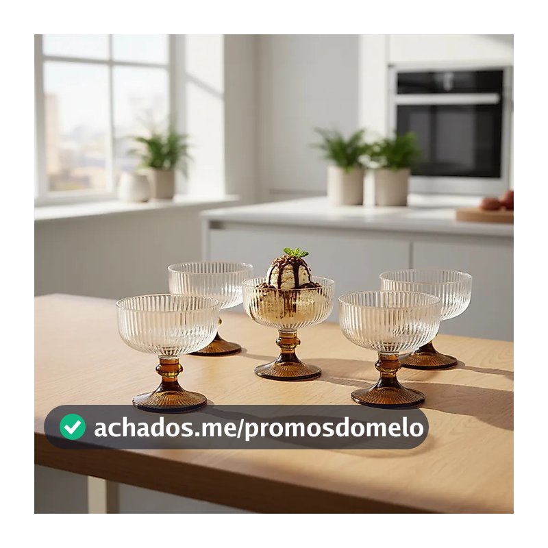 Kit 6 Tacas De Sobremesa Caneladas 320 Ml Duo Color