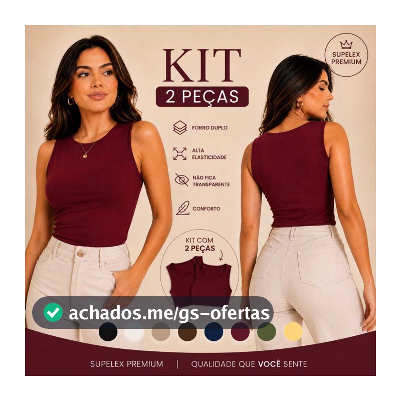 KIT 2 BLUSINHAS REGATAS FEMININA SUPLEX FORRO DUPLO BASICA  ELEGANTE