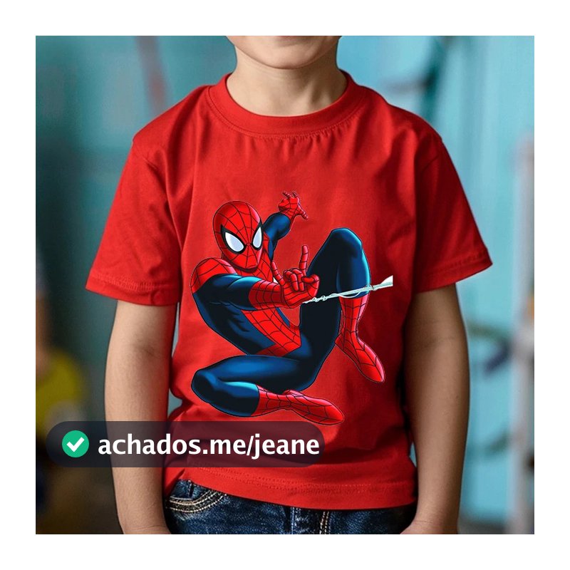 Camiseta Infantil 100% Algodão Personalizada Homem Aranha Manga Curta Meninos Promoção