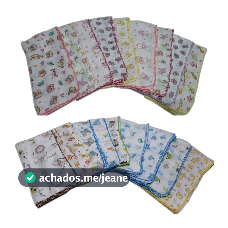 Fralda Luxo Estampada 70x70cm Com Crochê