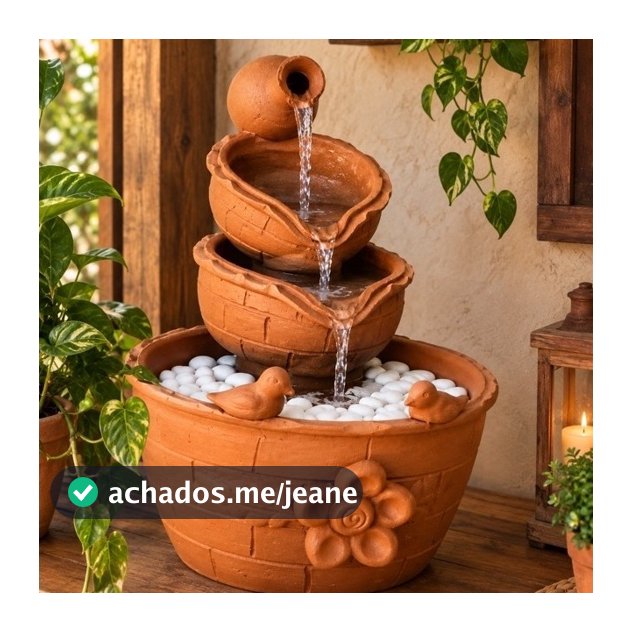 Fonte de Água - Barro - Chafariz - Cascata - Jardim - Cerâmica- Artesanal - Acompanha bomba 110/220V