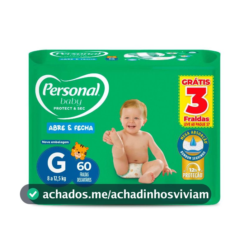 Fralda Personal Baby Protect & Sec Tamanho G Leve 60 Pague 57 Fraldas Descartáveis