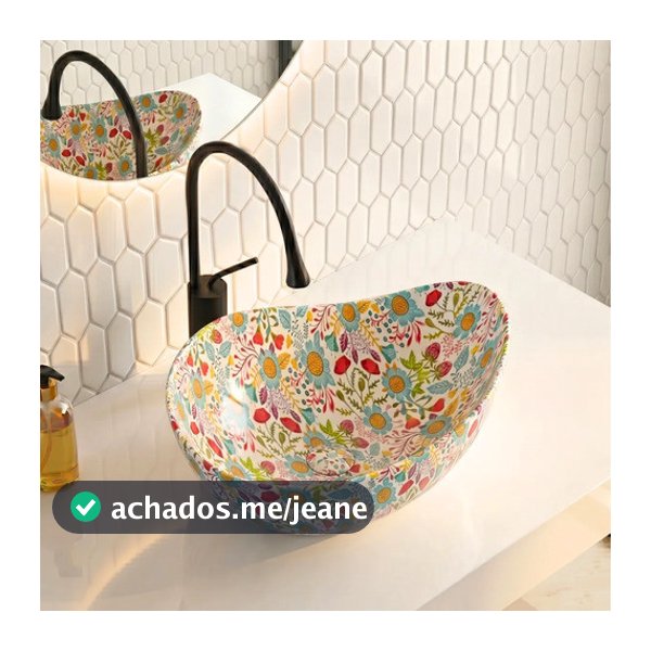 Cuba Pia De Apoio Cerâmica Oval Orgânica 50x40cm Para Banheiro Vivaz®