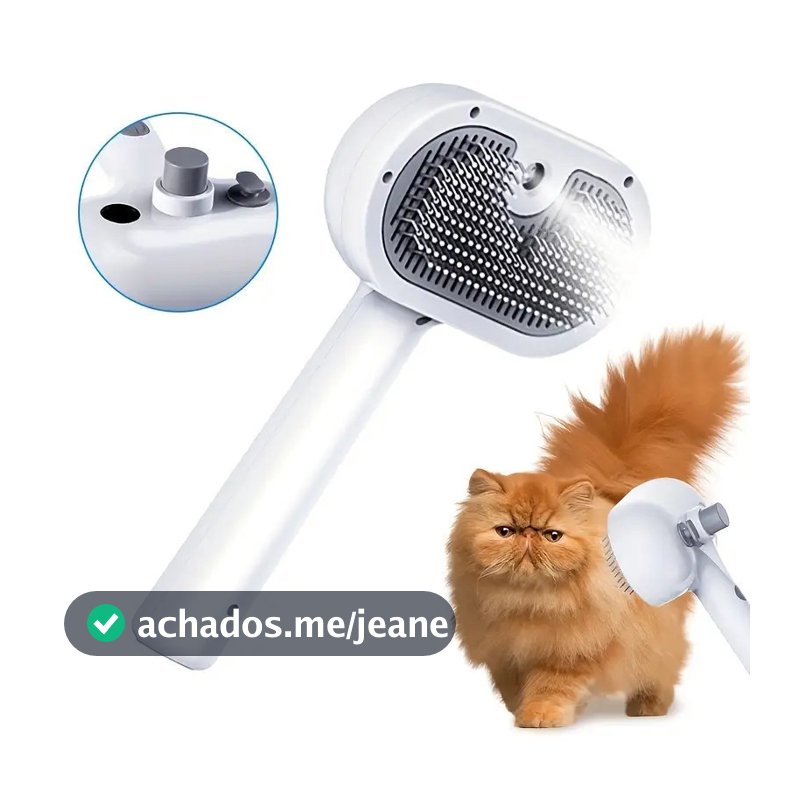 Escova a Vapor 3 Em 1 Spray Hair Combing Usb para Pets Caes Gatos e Coelhos