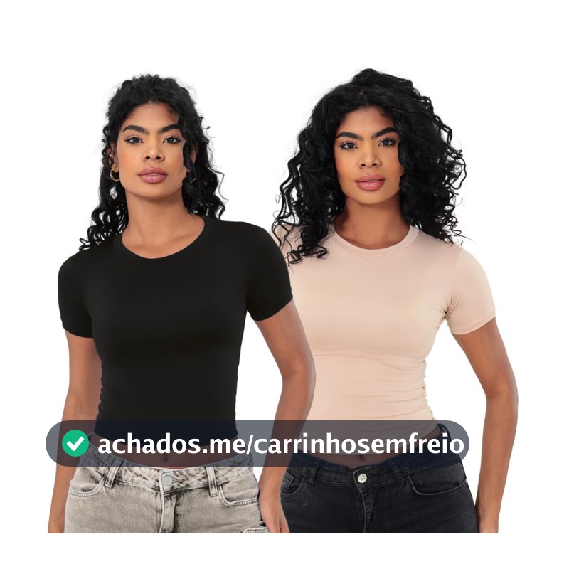 KIT 2: Baby Tee Feminina - Blusa Slim Fit Manga Curta