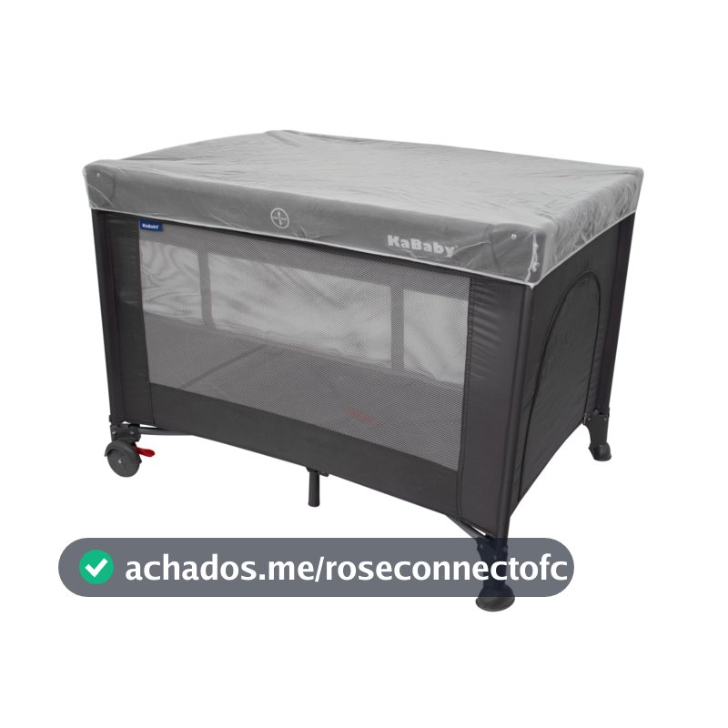 Berço Portátil Infantil Cercado Desmontável Com Bolsa Para Transporte e Mosquiteiro Explorer 0 a 15kg Cinza - KaBaby