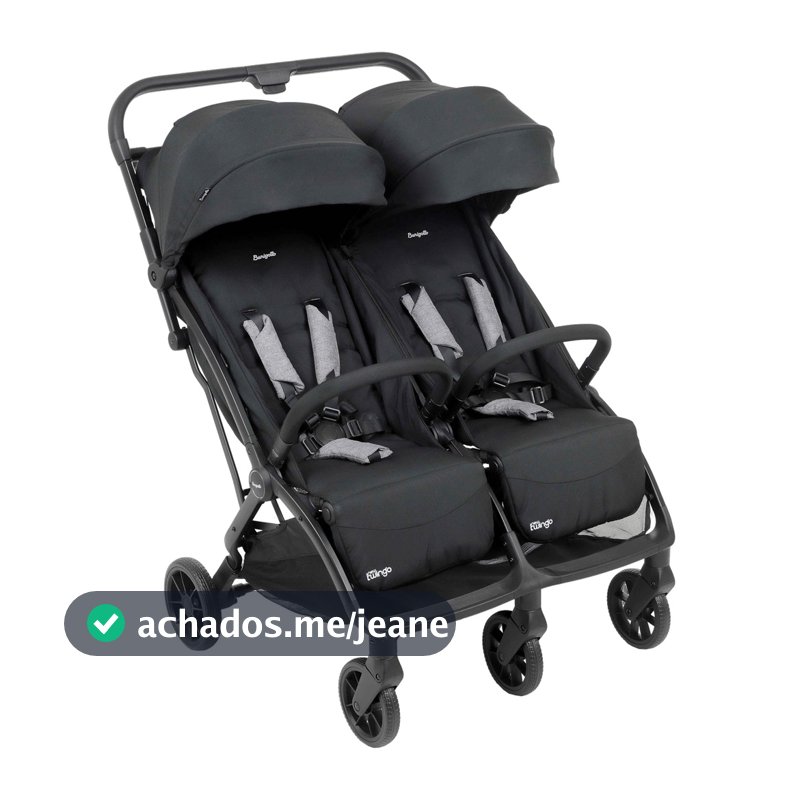 Carrinho de Bebe para Gemeos Passeio Burigotto New Twingo Black