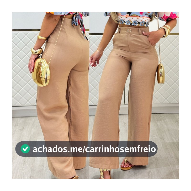 Calça Pantalona Feminina Sensoreal Marrant Elegante Social Confortavel Ziper Botão na Frente Luxo