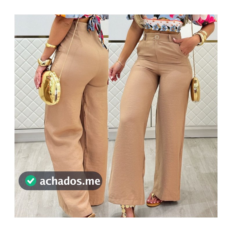 Calça Pantalona Feminina Sensoreal Marrant Elegante Social Confortavel Ziper Botão na Frente Luxo