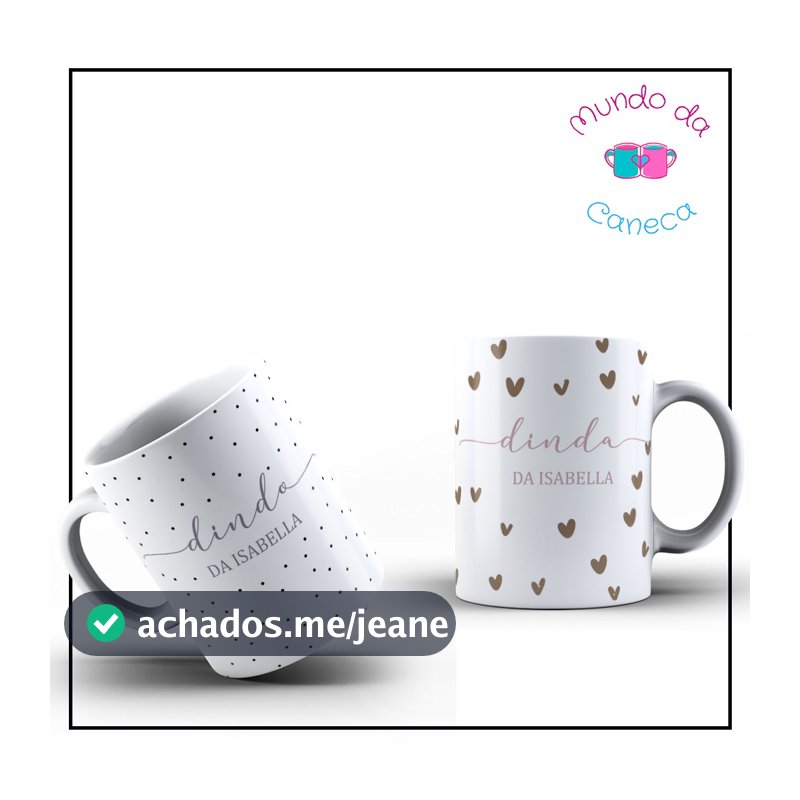 02 Canecas Personalizadas Convite Padrinhos De Batismo Dinda e Dindo de Porcelana - Mundo da Caneca
