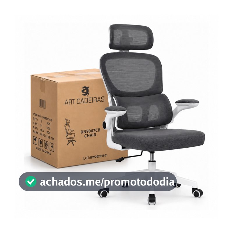 Cadeira De Escritório Ergonômica Mesh Cinza Presidente NR17 Com Apoio Lombar 150kg Braço Retrátil