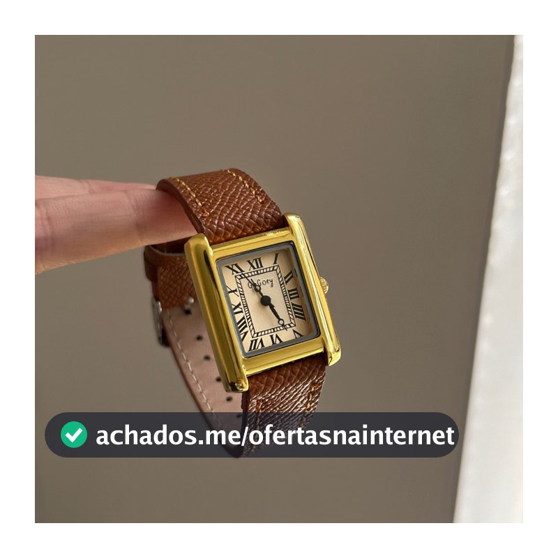 Relógio Feminino Com Pulseira De Couro Quadrada Design Clássico Retrô , De Quartzo Minimalista Para Deslocamento .