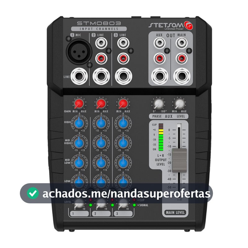 Mesa de Som Automotiva Stetsom STM0803 3 Canais Mixer Equalizador 4 Bandas 12V Profissional