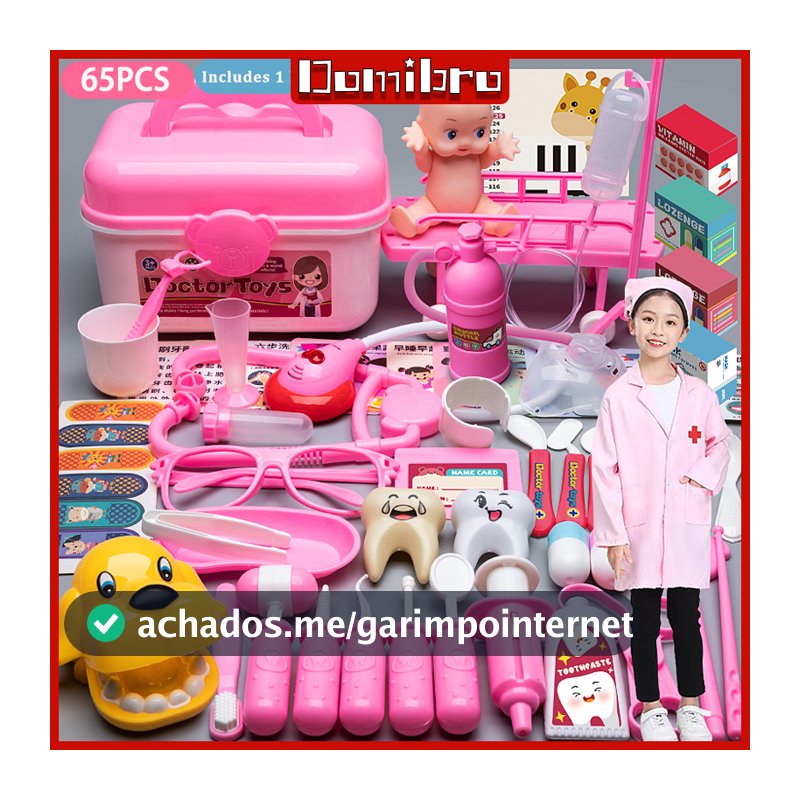 65 Peças Kit Brinquedo de médico Conjunto Caixa Enfermeira Criança Estetoscópio Uniforme Roupas Presente Das Crianças