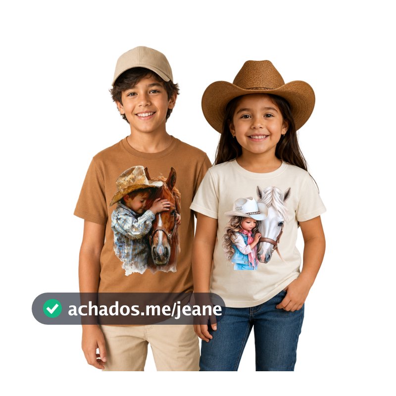 Camiseta Infantil Unissex Rústica Algodão Penteado