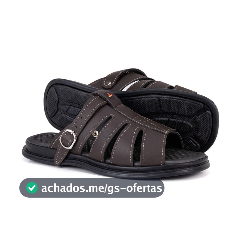 Sandália Franciscana Masculina Couro Chinelo Anti-stress Solado Borracha Confortável e Estiloso