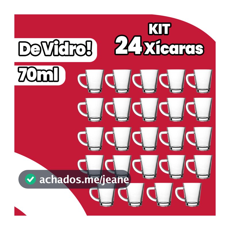 Kit 24 Xícaras de Vidro 70ml Resistentes Transparentes Qualidade Expresso Premium
