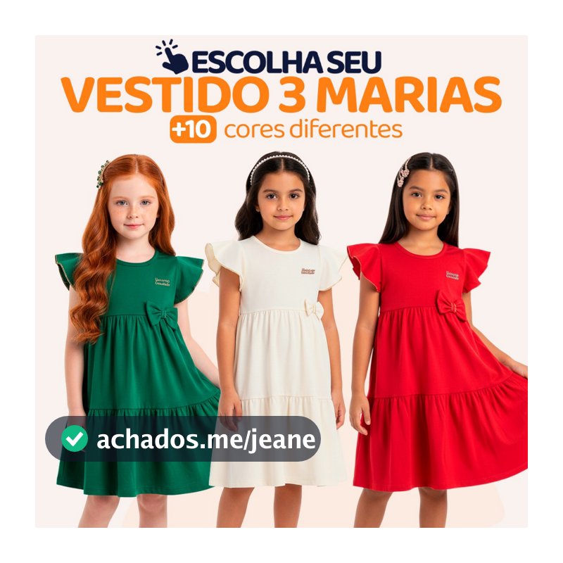 Escolha Seu Vestido 3 Marias Roupas de Menina Infantil 100% Algodão Vestido de Criança Confortável l12