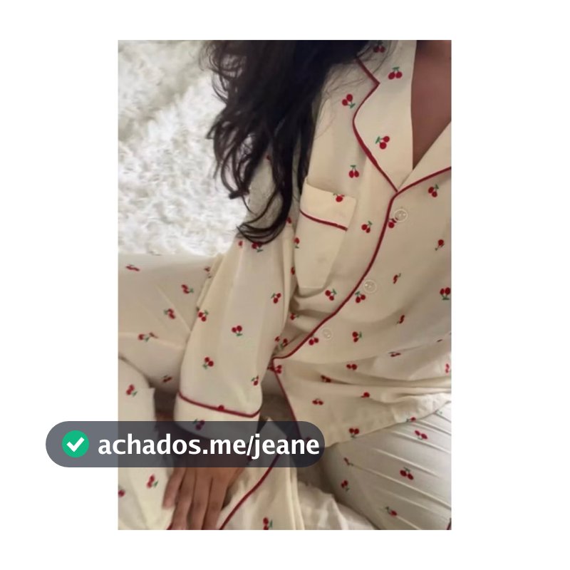 PIJAMA AMERICANO LONGO COM ESTAMPA DE CEREJA | LEIA DESCRIÇÃO DO PRODUTO