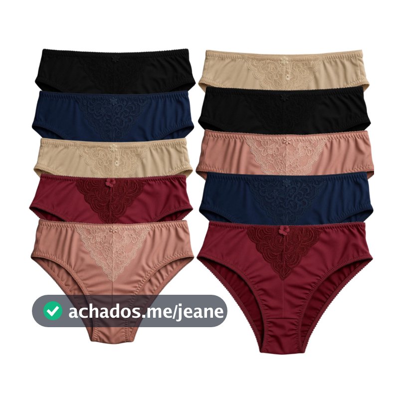 Kit 10 Calcinhas Plus Size Renda V Conforto Nao Marca Vestido Calçola Feminina Senhora Delicada Cintura Alta