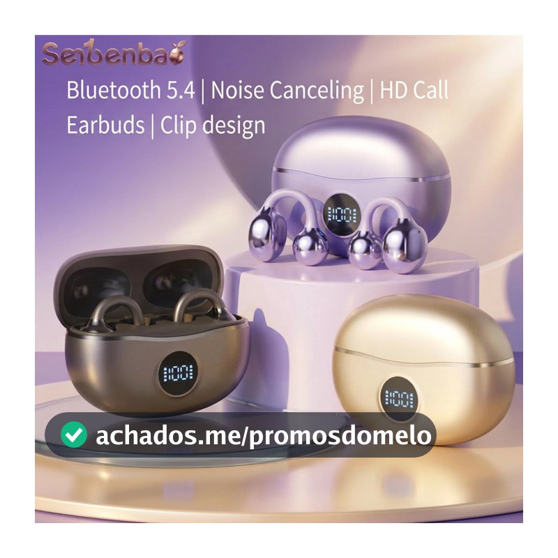 Senbenbao S151 Fones De Ouvido Clipe Sem Fio Esporte Bluetooth 5.4 Earclip PX4 À Prova Dwaterproof Água Com Microfone Te