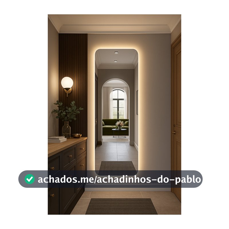 Espelho Retangular Led 150x40cm 170x50cm Luz Branco e Luz Amarela Grande Quarto Sala Salão Loja