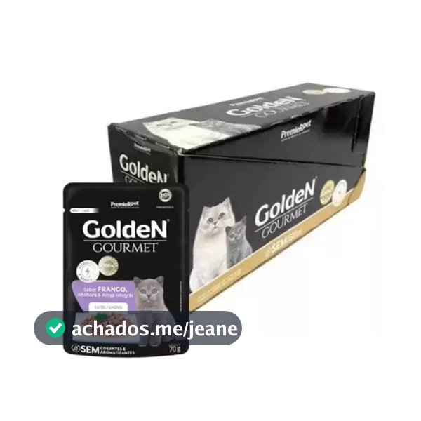 Kit 20 unidades Sachê Golden Gourmet Alimento Gatos Filhotes Frango, Abóbora e Arroz Integral 70g