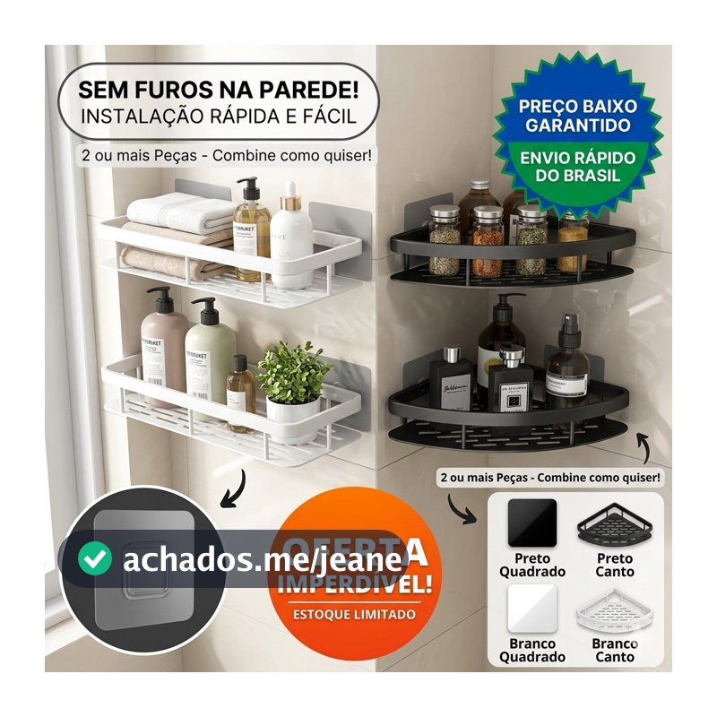 Suporte De Shampoo Organizador Alta qualidade Prateleiras De Banheiro Sem Furo Premium