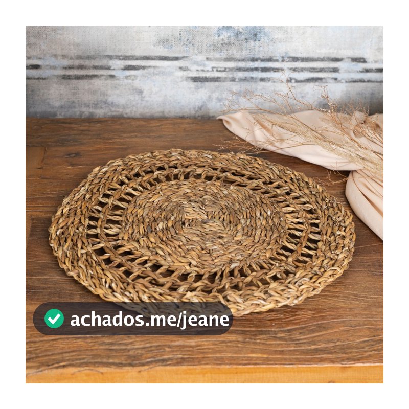 Lugar Jogo Americano Trabalhado Fibra Natural 37cm Wolff para Mesa Posta Jantar Almoço Decoração Natural Elegante Casa