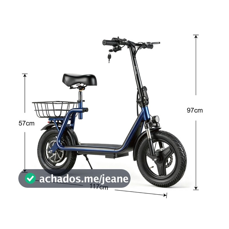 Veículo Elétrico Bicicleta Elétrica Scooter Elétrica 120Kg 450W Com Cesto e Bluetooth