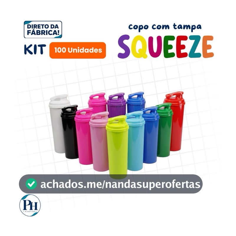KIT 100 COPOS LONG DRINK 330ML COM TAMPA SQUEEZE | FESTAS, EVENTOS E LEMBRANCINHAS