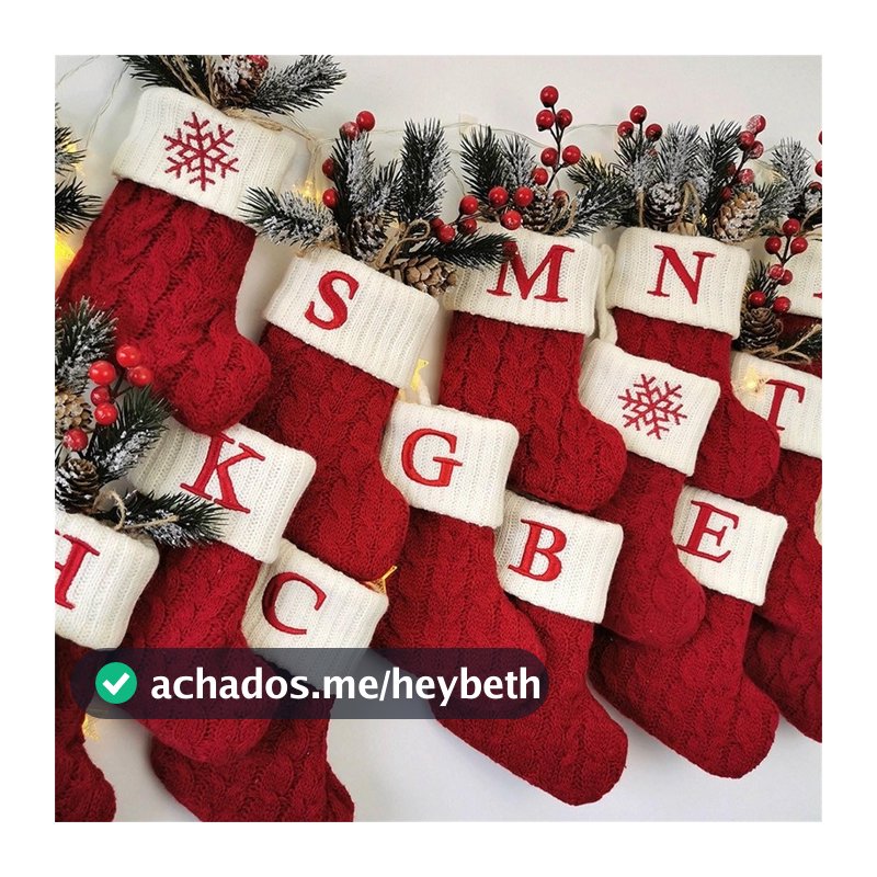 Enfeite de Natal Letras de alfabeto completo Vermelhas  Meias De Natal Pingentes De árvore De Natal,