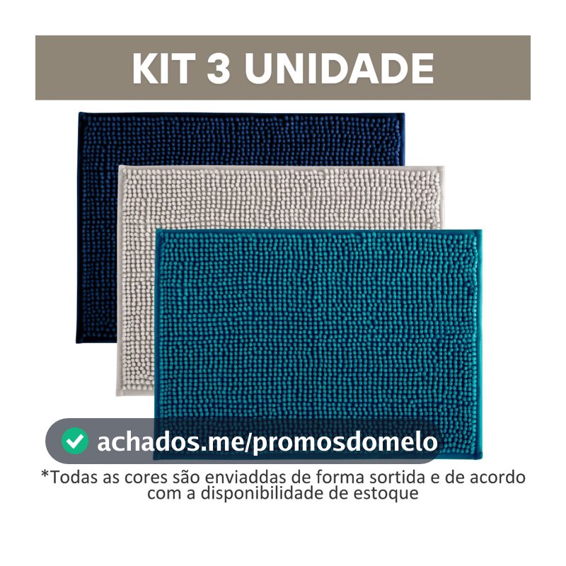 Kit Tapete Banheiro Microfibra Bolinha com 3 Peças Antiderrapante Bolinha Macio Promoção 950grs/m2