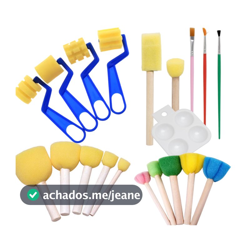 Kit Pincel Batedor Paleta Kit Pintura Artesanato Espuma 20 Peças Atividade Sensorial