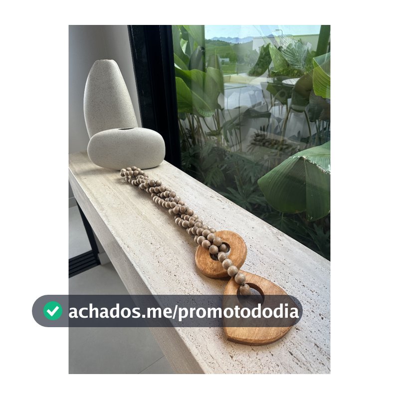 Colar De Mesa Decorativo Grande Em Madeira Modelo Orgânico