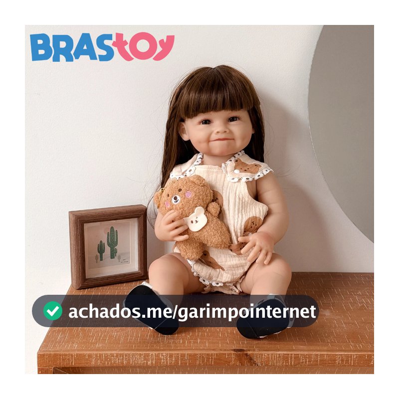 Bebê Reborn Silicone Menina 48cm Boneca Sorria Pode dar Banho Brastoy