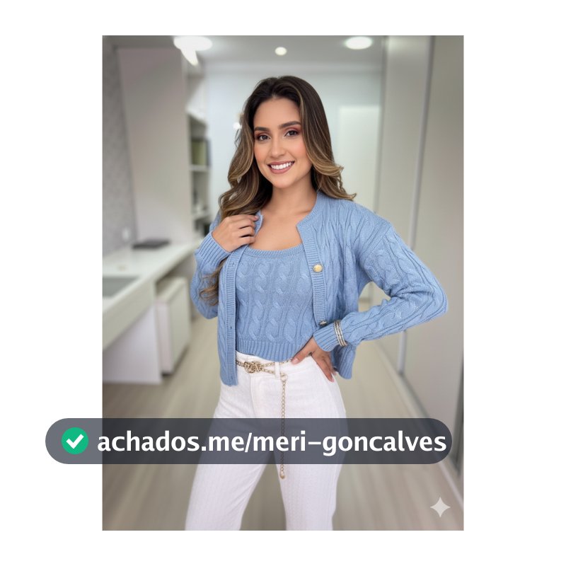 Conjunto Casaco Feminino de Tricô Inverno 2026 Cardigan de Frio com Botões e Tranças + Regata Tricot