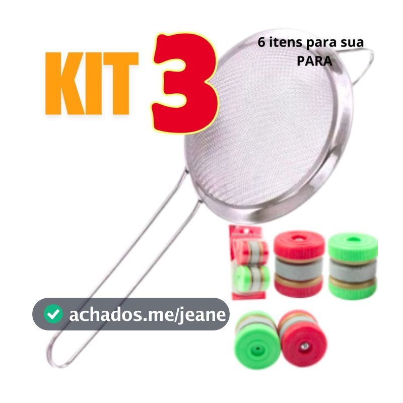 Kit de utilidades domésticas para cozinha com 2 amoladores de facas + peneira em aço inox