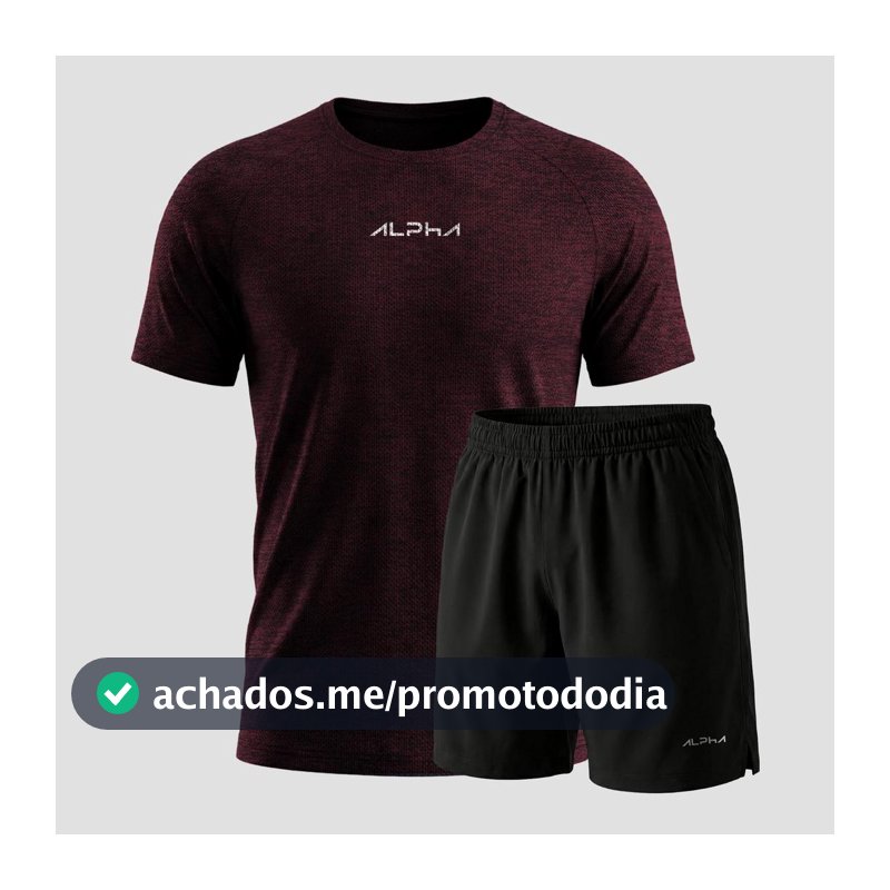 Kit Bermuda+Camiseta New Fluid Dry Fitness Academia Alpha Co