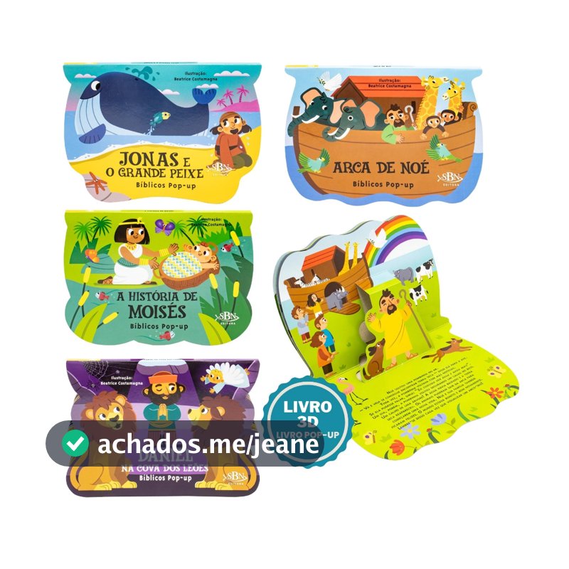 Livro Infantil Biblico Histórias da Biblia para Criança Arca de Nóe Livro 3d Livro Interativo