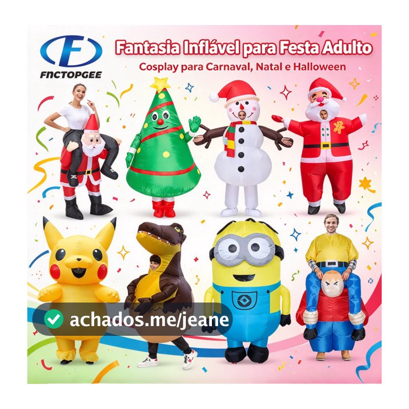 Fantasia Inflável Papai Noel e Alce, Traje Cosplay para Adulto e Criança, Natal Carnaval Halloween