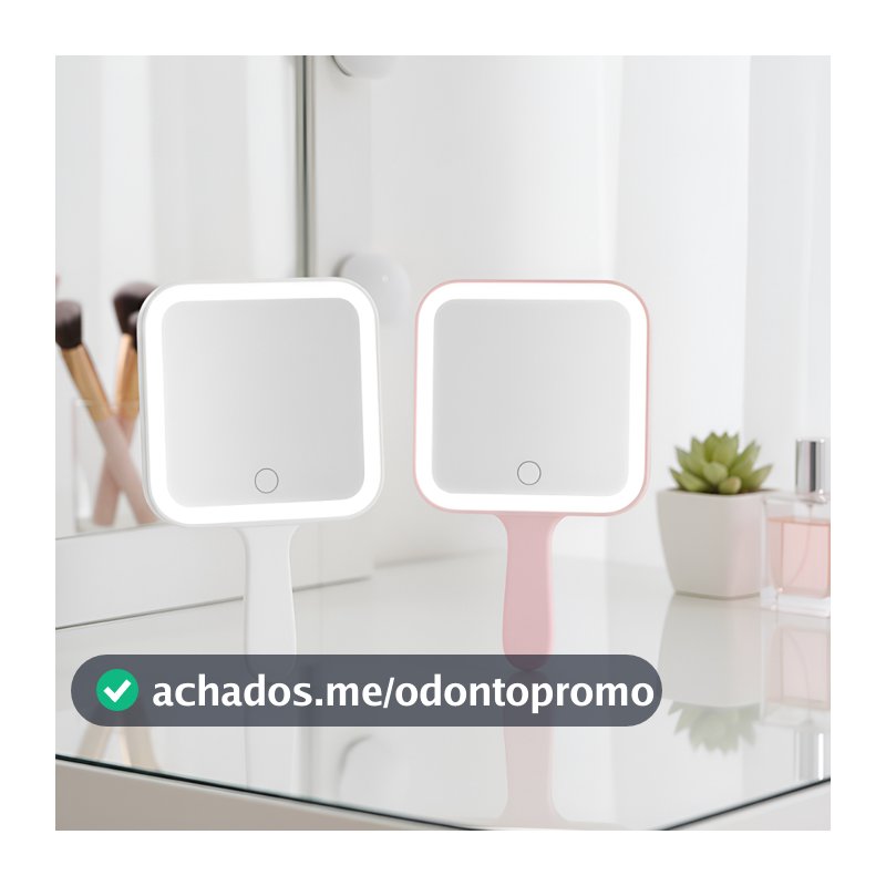 Espelho LED Profissional para Maquiagem Estética Consultório Recarregável de Mão Iluminação