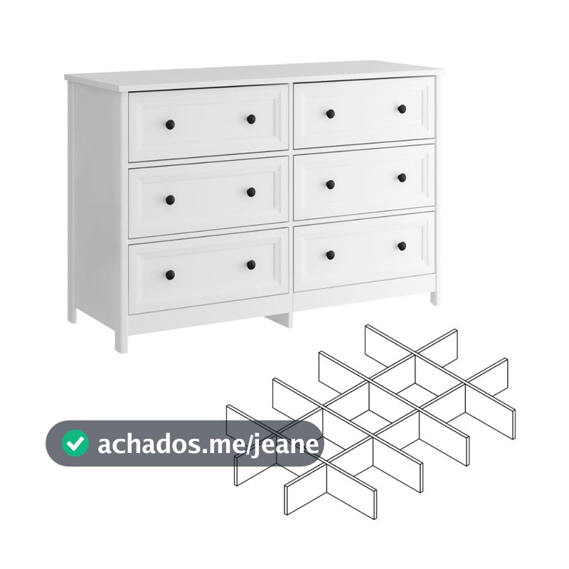 Cômoda 6 Gavetas com divisoria Ditália DM-217 Branco
